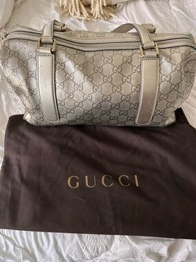 Gucci Metallic Gold Guccissima Leather Boston Handbag Gorgeous